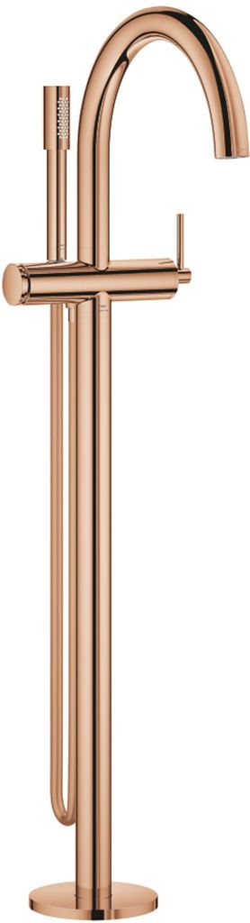 GROHE Einhand-Wannenbatterie Atrio 24368, Bodenmontage, Fertigmontageset für 45 984, mit Brauseset Rainshower Aqua Stick, warm sunset