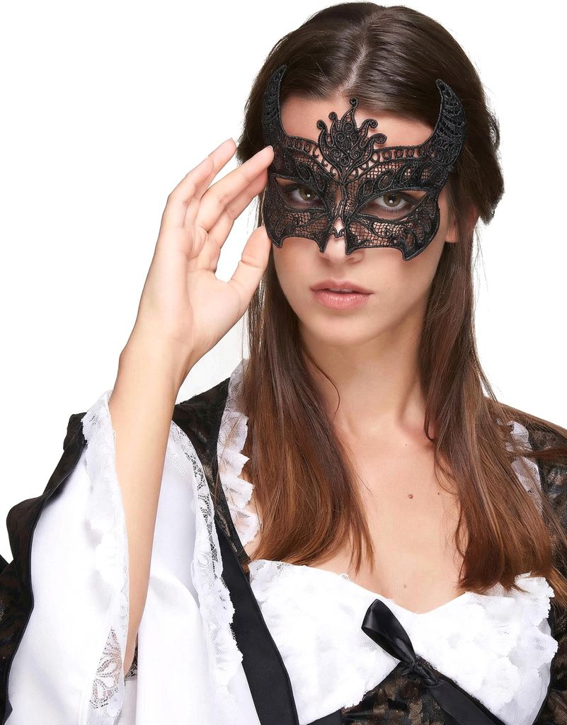 Venezianische Augenmaske Ornamente schwarz - Einheitsgröße Produktbild 