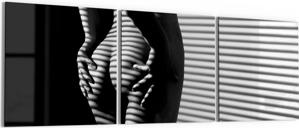 DEQORI Glasbild Echtglas 3x50x50 cm 'Weibliche Rückansicht' Wandbilder XXL groß