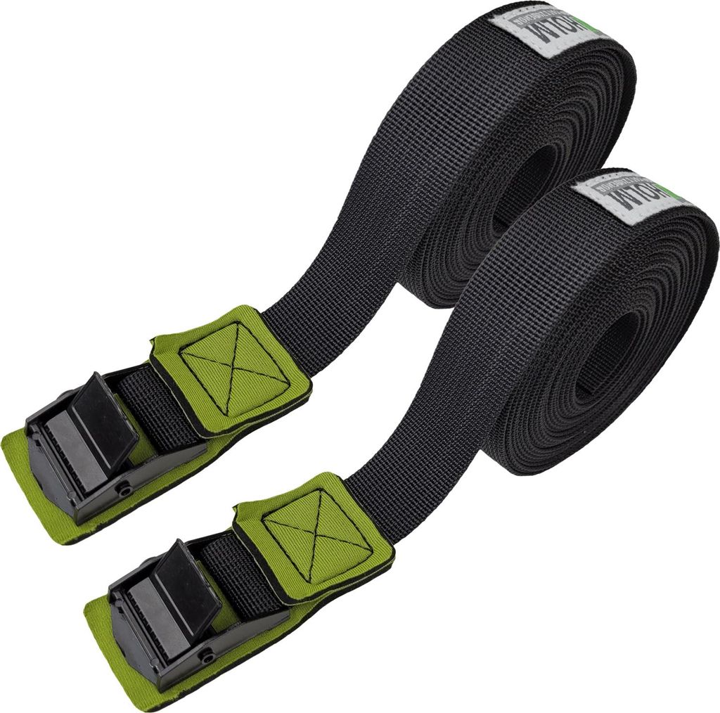 2x Spanngurte Zurrgurt mit Klemmschloss 1 tlg. 4m 270 kg 25 mm Neopren-Polsterung zur Gepäcksicherung Fahrrad