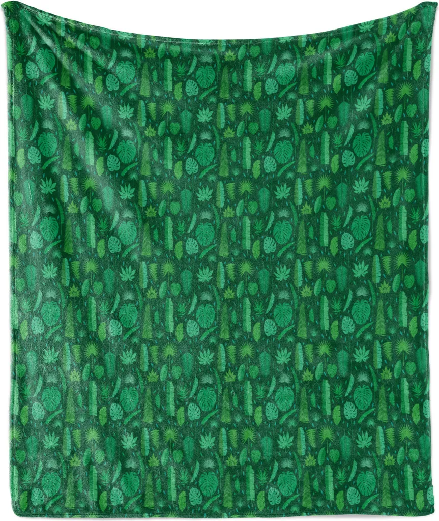 Coperta Abakuhaus 175x230 cm | Pile di Flanella Tropicale Verde Felce