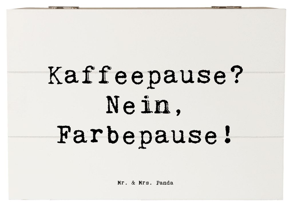 Mr. & Mrs. Panda Box Spruch Künstlerin Farbepause 22 x 15 cm - Weiß - Geschenk, Farbe, Kreativität, Holzkiste, Berufsprodukte, schmuckkiste, hol...