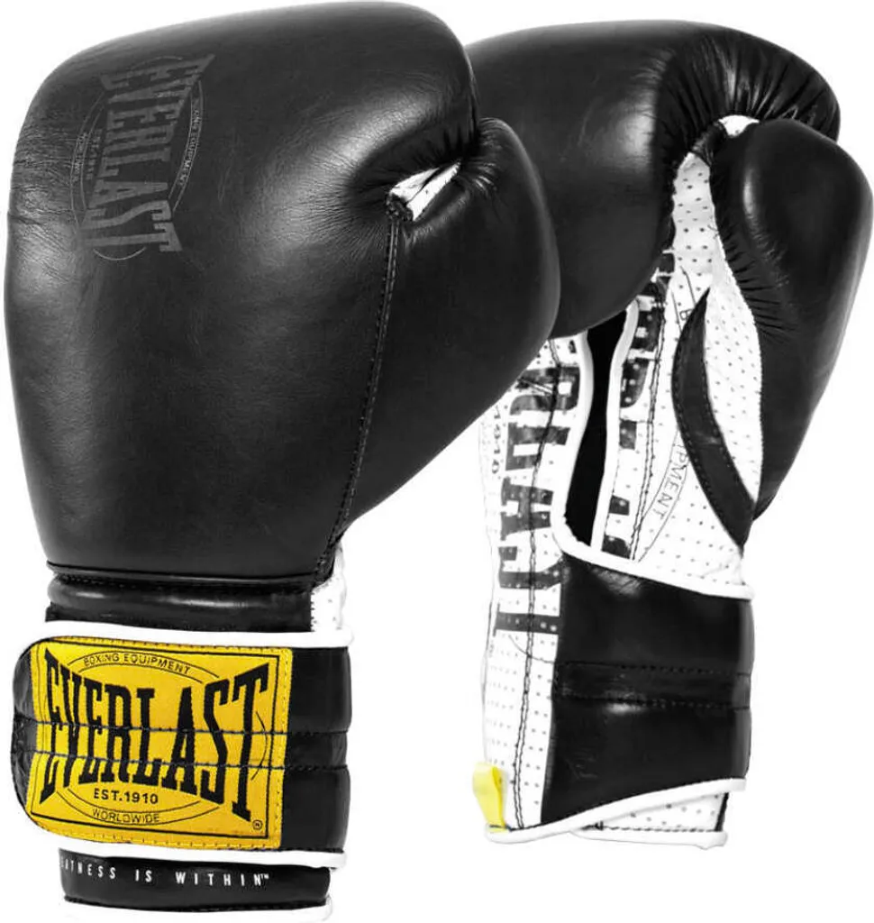 Gants Everlast 1910 Sparring 16oz avec fermeture velcro et cuir noir