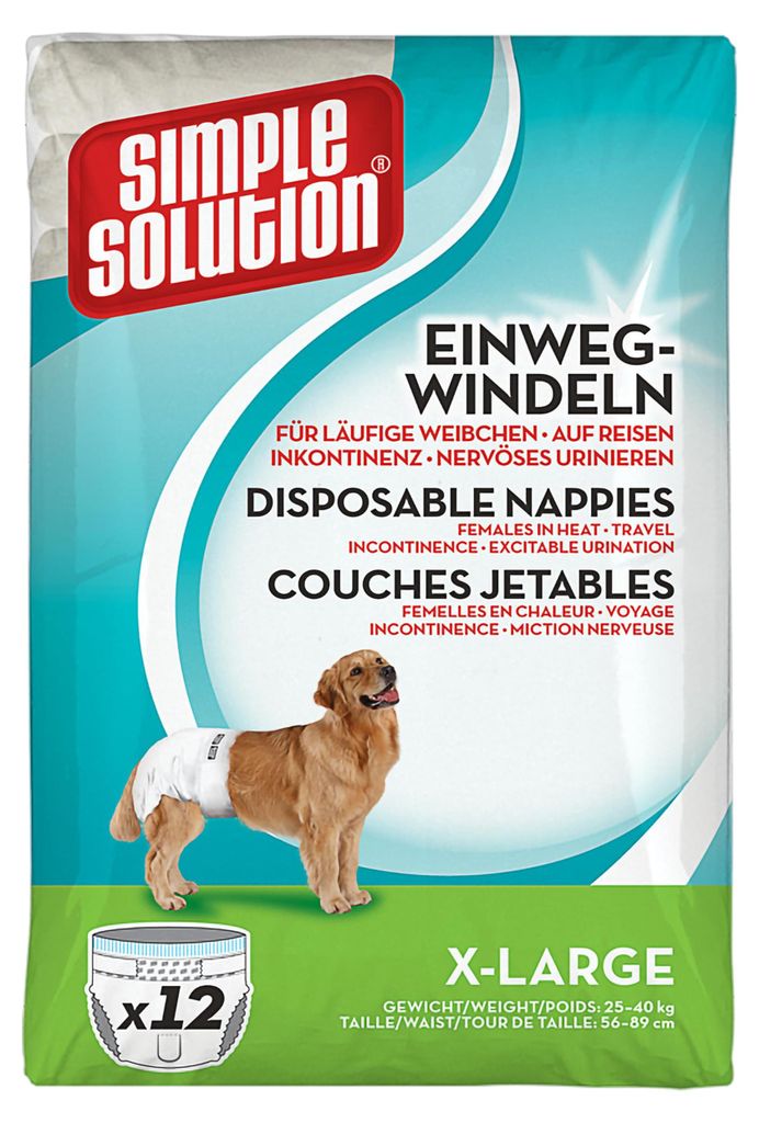 Simple Solution, pañales para perros XL, 12 unidades Imagen del producto 