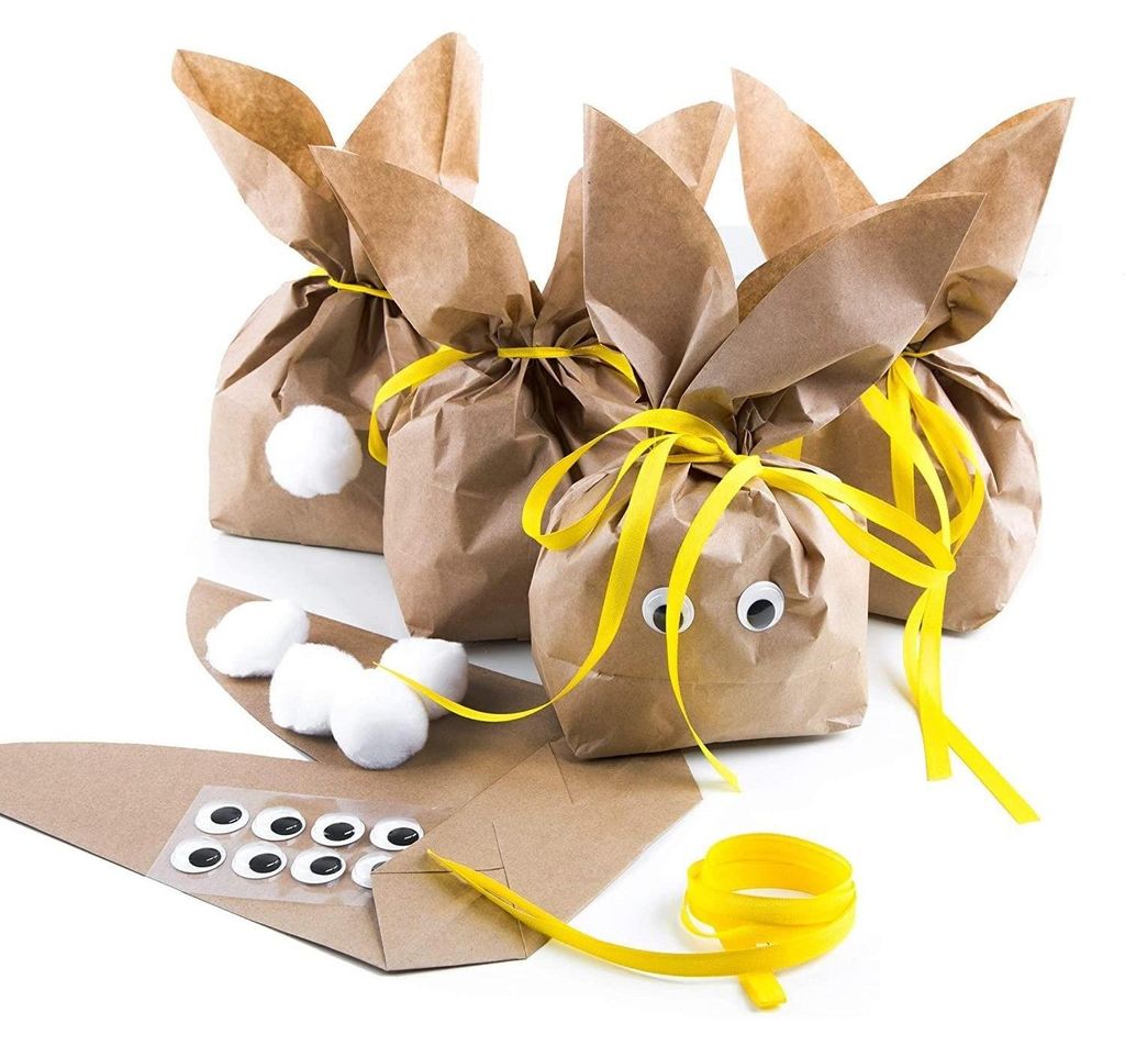 Logbuch-Verlag 10 Osterhasen Tüten gelb natur - Geschenkverpackung Ostern Ostergeschenk als Alternative zum Osternest Hasentüten für Kinder5 Stück