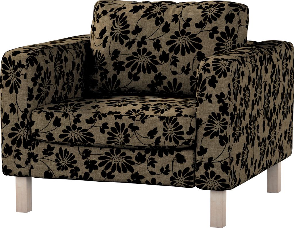 Dekoria Bezug für Karlstad Sessel, beige-schwarz, Sesselhusse, Karlstad Sessel