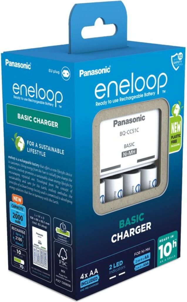 Panasonic Eneloop Basic Charger BQ-CC51 inkl. 4xAA Obrázok produktu 