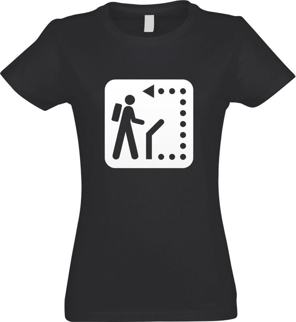 Kiwistar - T-Shirt tailliert - Damen - Graphit - Wanderweg Wegweiser Piktogramme - mit Motiv Bedruckt - Funshirt Design - Sport - Freizeit - Damen - M