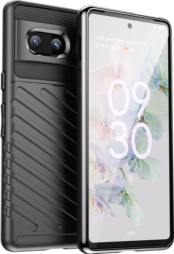 Mobigear Groove Google Pixel 7 Hülle Flexibles TPU Backcover - Schwarz