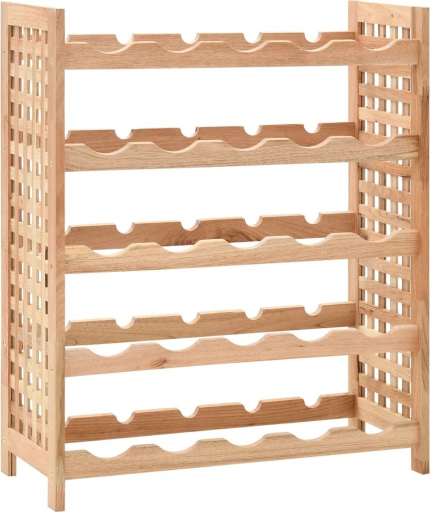 The Living Store Weinregal für 25 Flaschen Nussbaumholz Massiv 63x25x73 cm