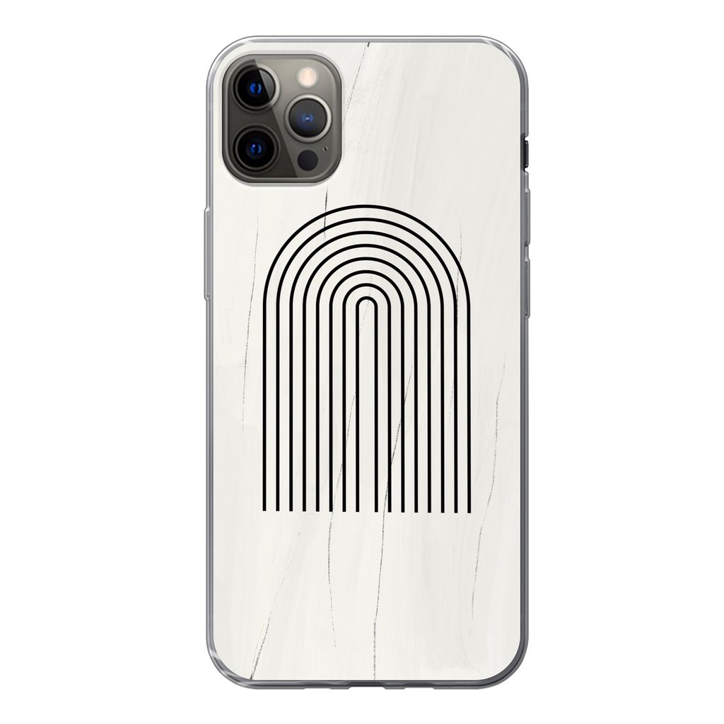 MuchoWow Handyhülle Schutzhülle Hülle für iPhone 12 Pro Max Farbe - Regenbogen - Schwarz - Weiß Silikon Softcase Handy Hülle - Hartschale