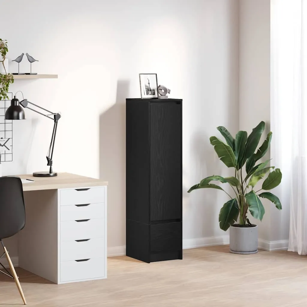 Highboard Noir Compact 29,5x34x119,5 cm - Solution Rangement Petit Espace