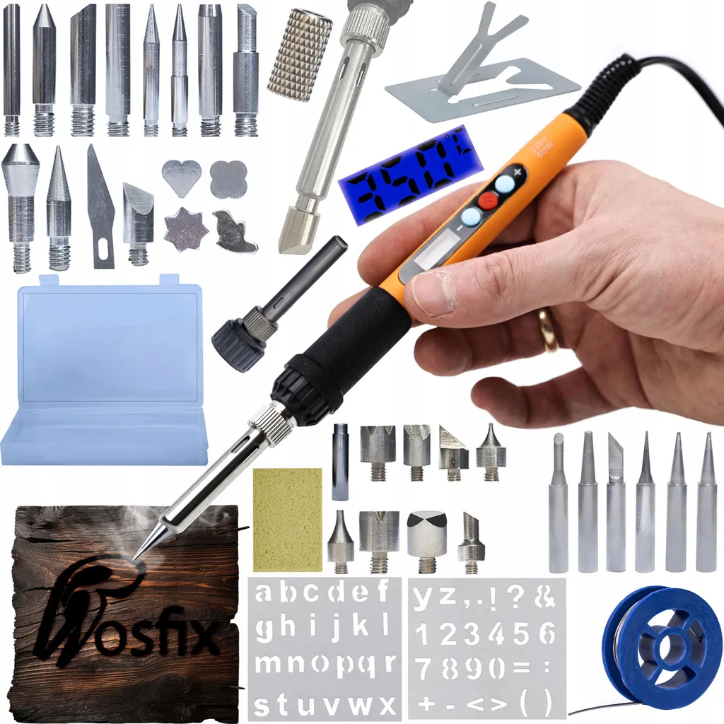 Set 11in1 Rosfix Orange Rottweiler set di saldatura con display LCD + 30 pezzi di legno + organizer in plastica