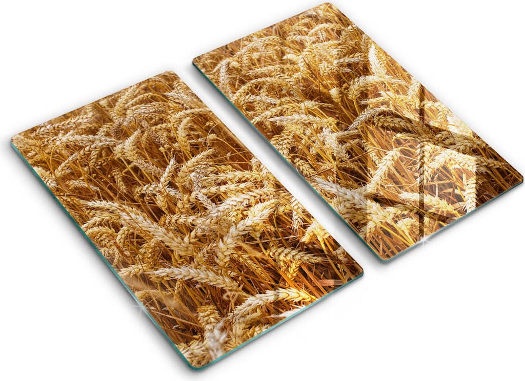 Glasschneideplatte - Herdabdeckplatte - 2x30x52 cm -Schneidebrett - Spritzschutz -Kornfeld