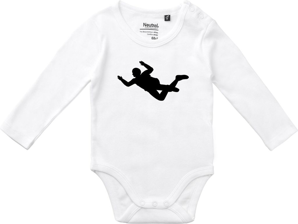Huuraa Baby Body Skydiving Silhouette 62 White Baumwolle Fairtrade Langarmbody Geschenkidee