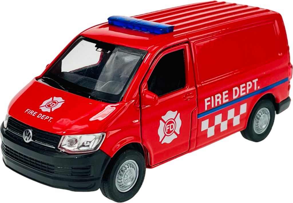 Welly Volkwagen T6 Pompiers Rouge Transporter version boîte Image du produit 
