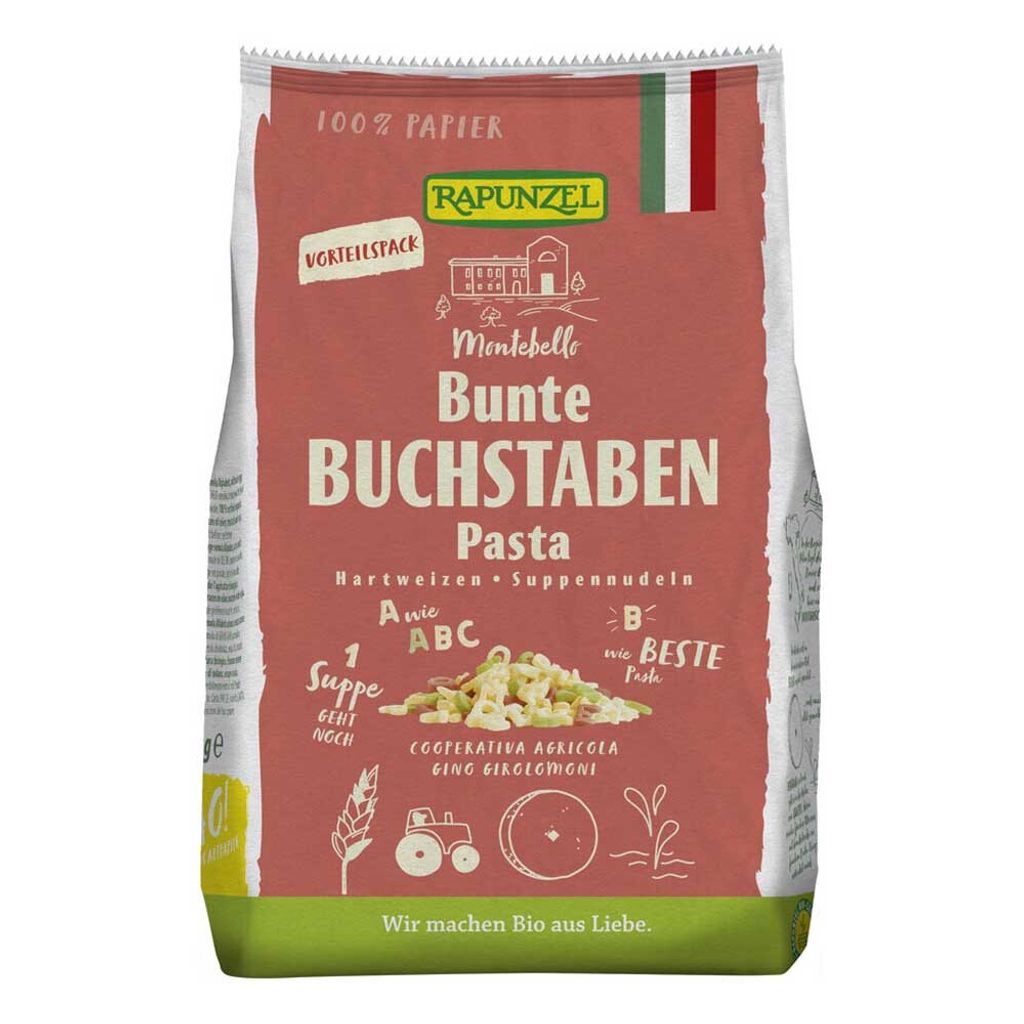Rapunzel - bunte Buchstaben Suppennudeln Semola - 500g
