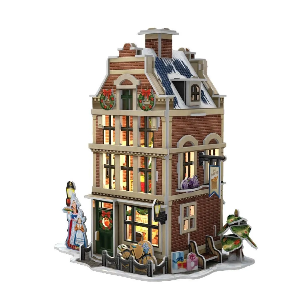 Puzzle 3D Lumineux Hollands Huisje avec LED Intégrée et 65 Pièces