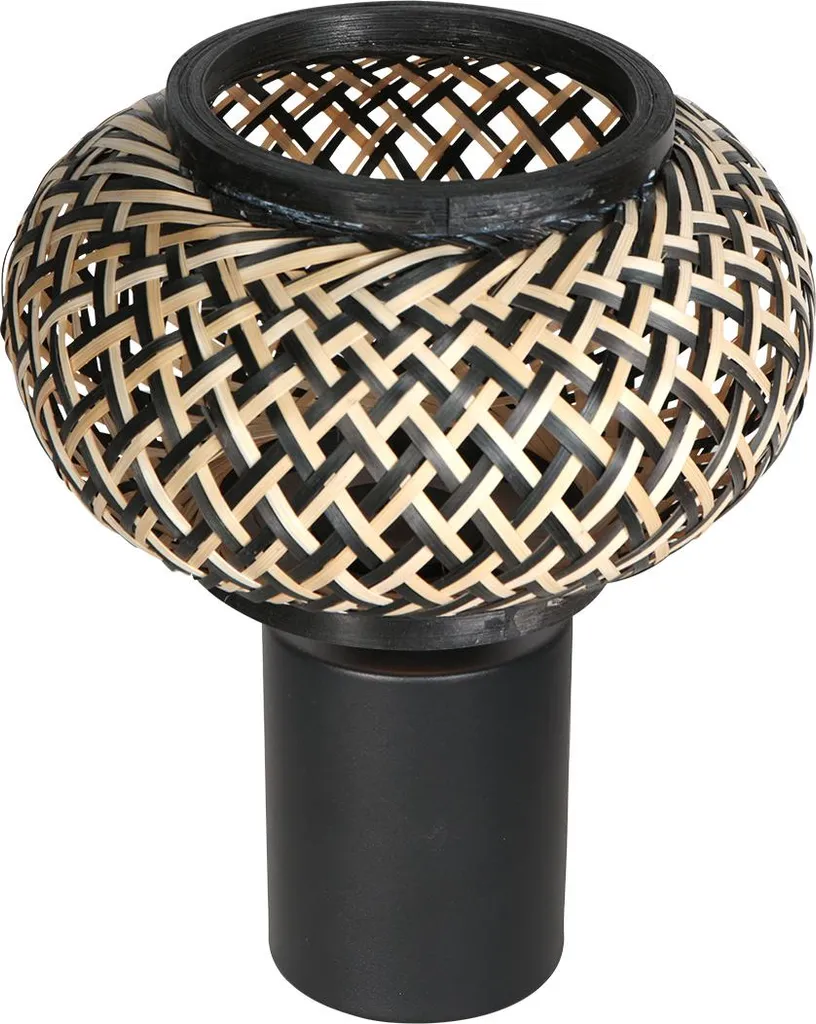 Lampe de Chevet en Bambou et Métal Noir Style Boho Chic pour la Chambre
