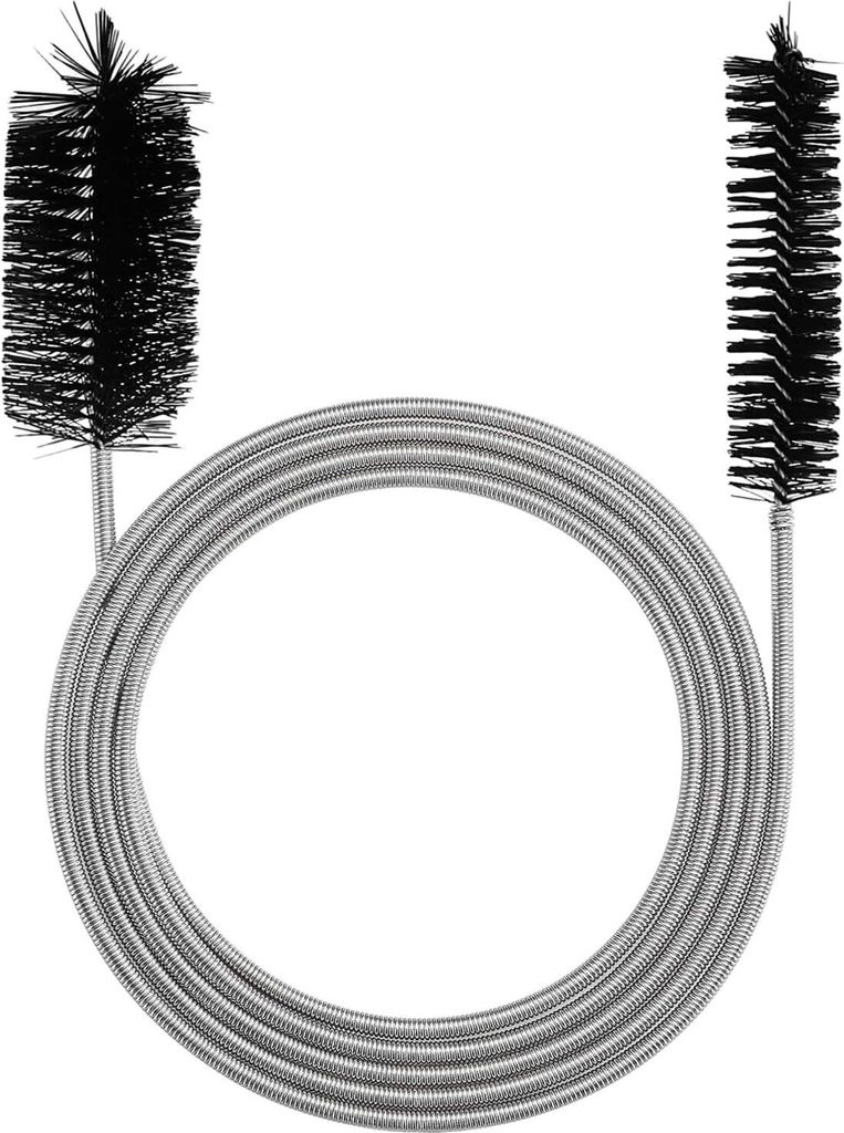 Doppelkopf Flexible Reinigungsbürste, 155cm Multifunktionale Weiche Reinigungsbürste, Schlauchbürste aus Edelstahl für Rohre mit Schmalem Abflu...