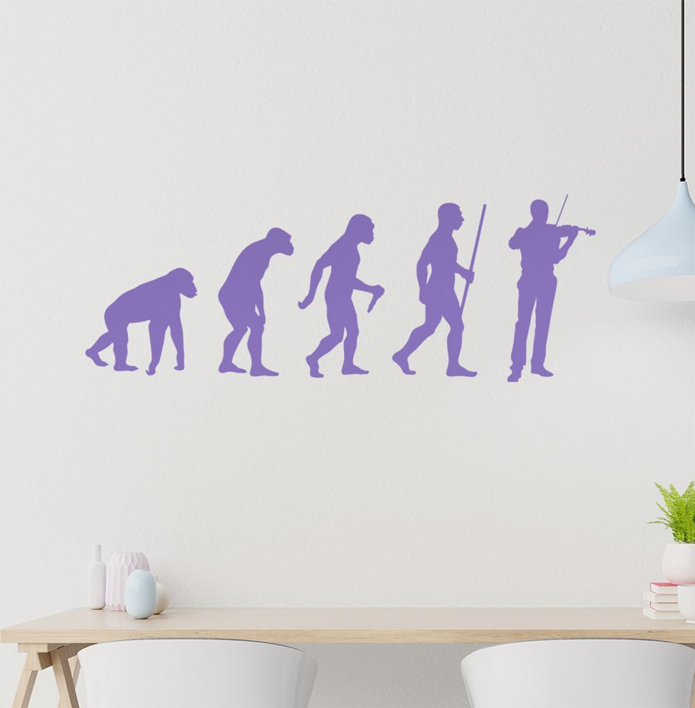 Violinist Geiger Evolution Wandtattoo Wandaufkleber Wall Sticker - Dekoration, Küche, Wohnzimmer, Schlafzimmer, Badezimmer