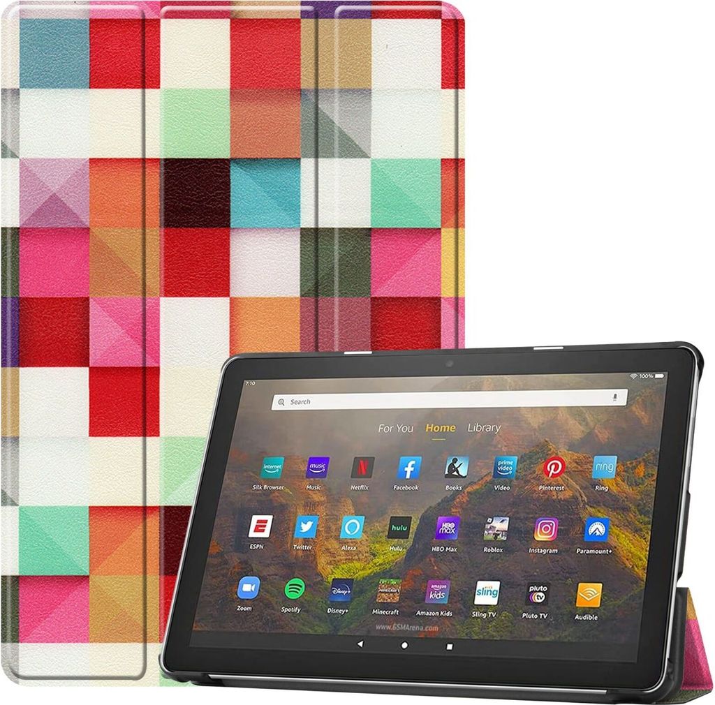 Tablet Auto Capa Folio Fintie Para Os Novos Tablets Amazon Fire HD 10 E Fire HD 10 Plus Compativel Apenas Com A 11a Geracao 2021 Capa De Ajuste Fino Com Hibernar Despertar - Foto 5