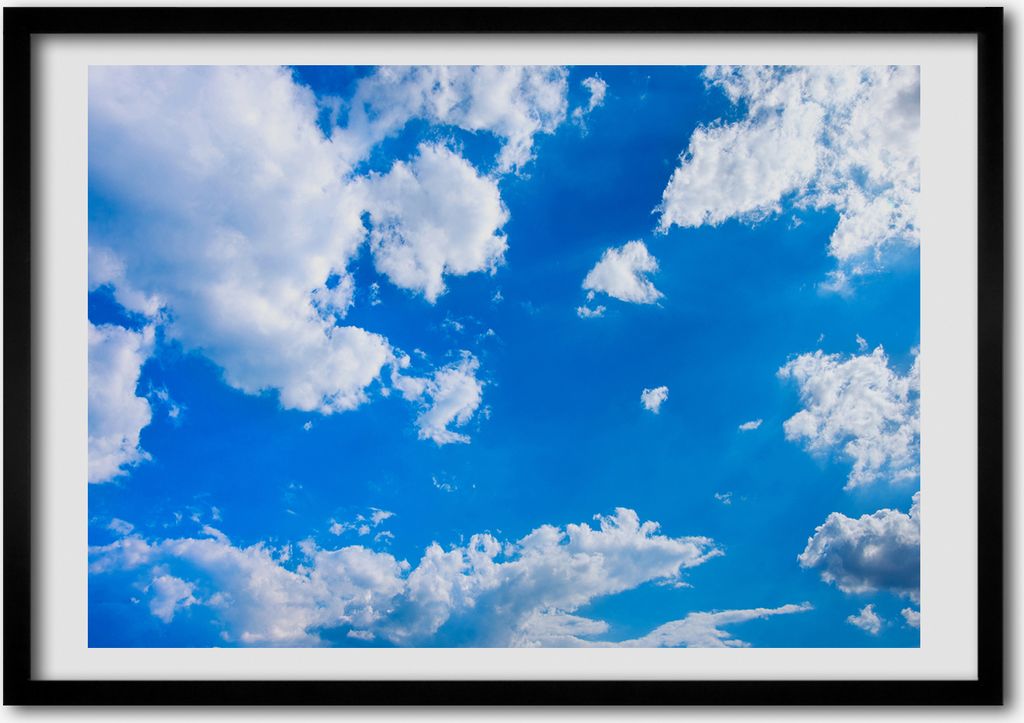 Bild - Bilderrahmen - 100 cm x 70 cm - MDF - Rahmen - Foto - Wandkunst Wolken im Himmel