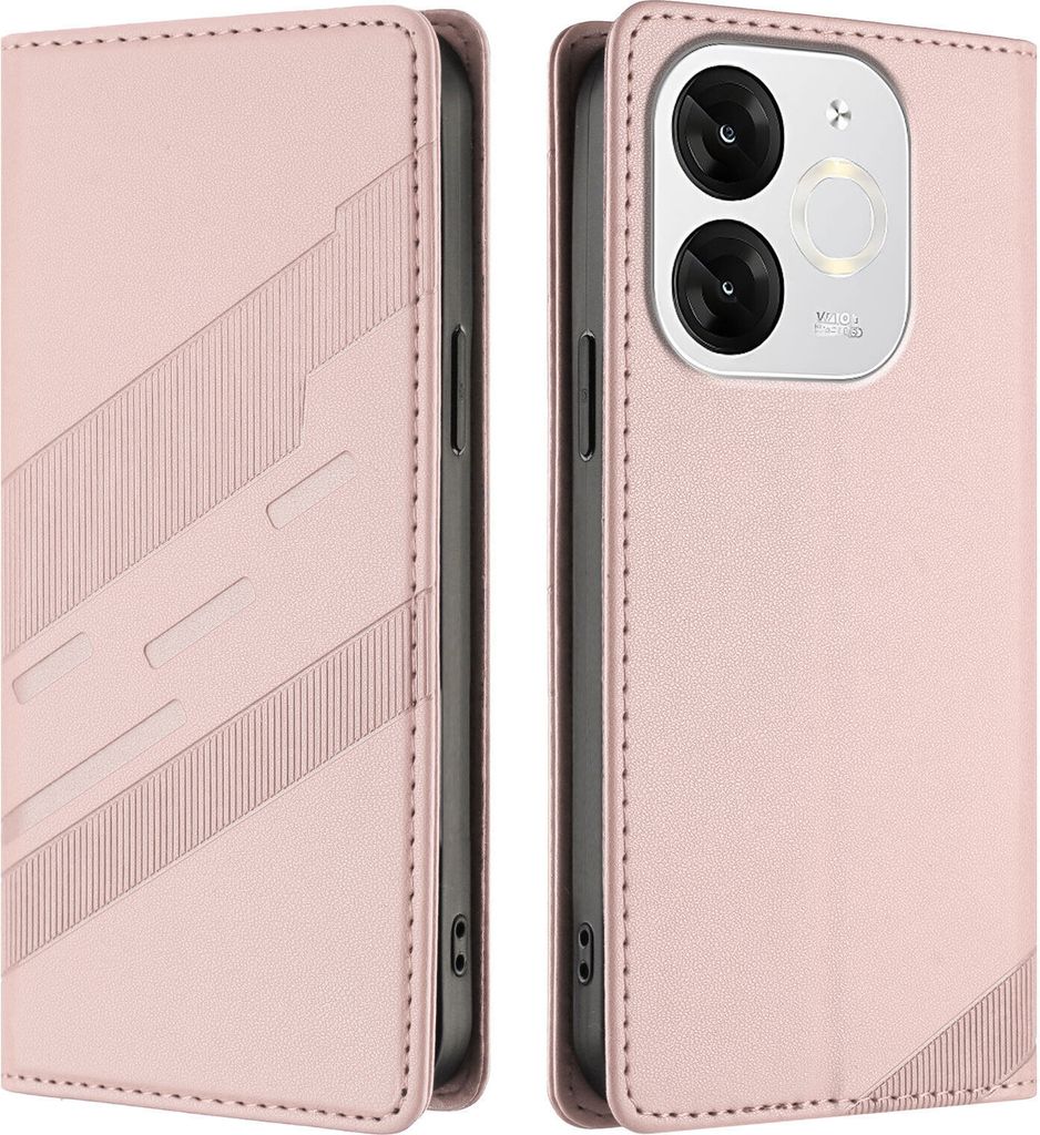 Hülle für itel A80, Kunstleder Brieftaschen Handyhülle mit Kartenfach und Standfunktion Pink
