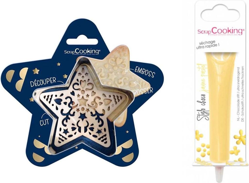 Stern-Relief-Keks-Bausatz + Pastellgelber Schokoladenstift