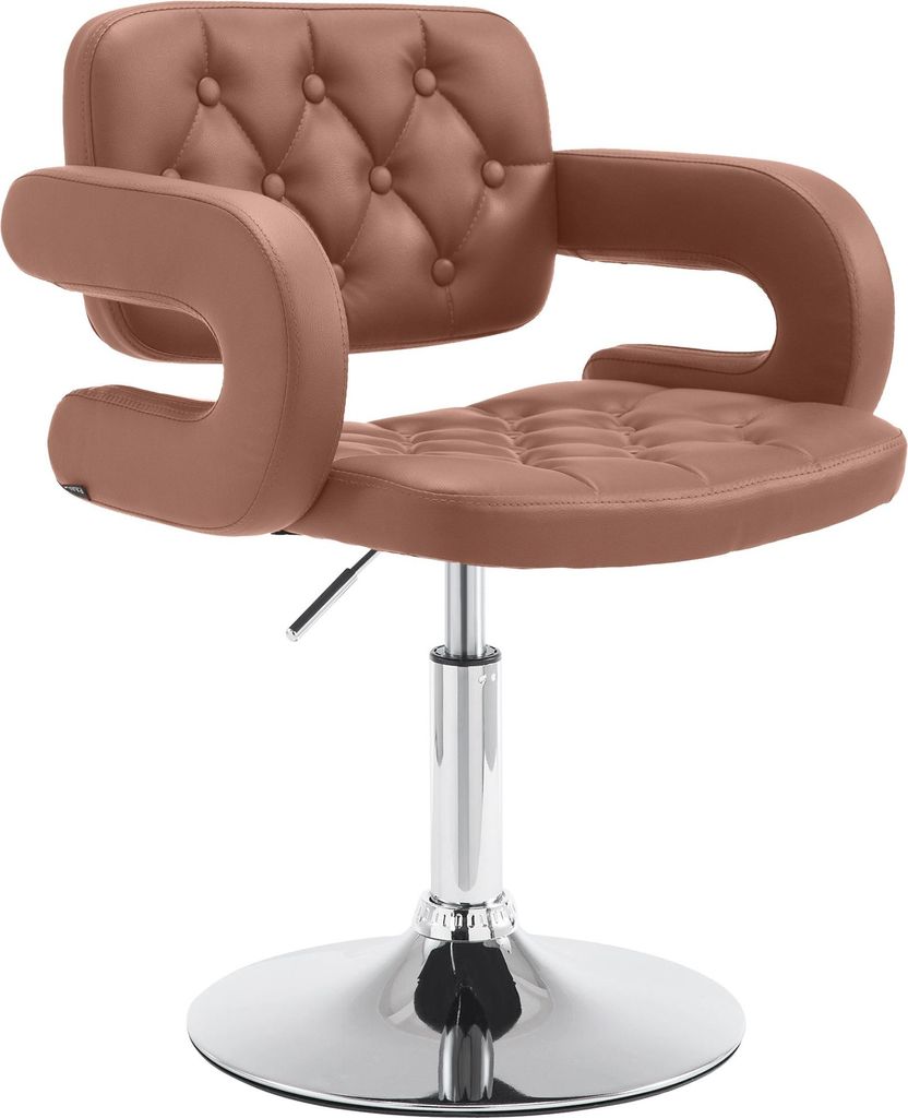 Lounger Sessel TURKU - Kunstleder Cognac 62x55x76 cm | Barhocker Loungesessel Wohnzimmer Bequem Clubsessel Sessel Hotel
