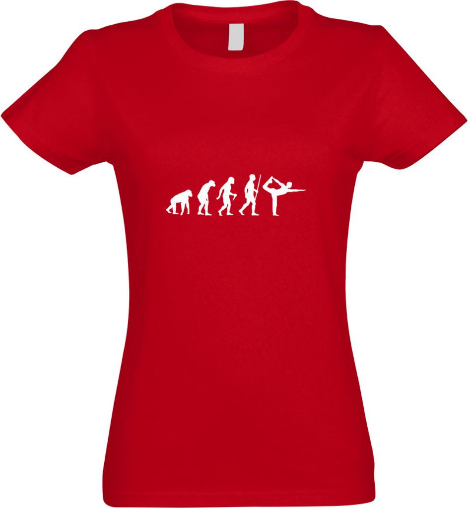 Kiwistar - T-Shirt tailliert - Damen - rot - Yoga Gymnastik Evolution III - mit Motiv Bedruckt - Funshirt Design - Sport - Freizeit - Damen - L