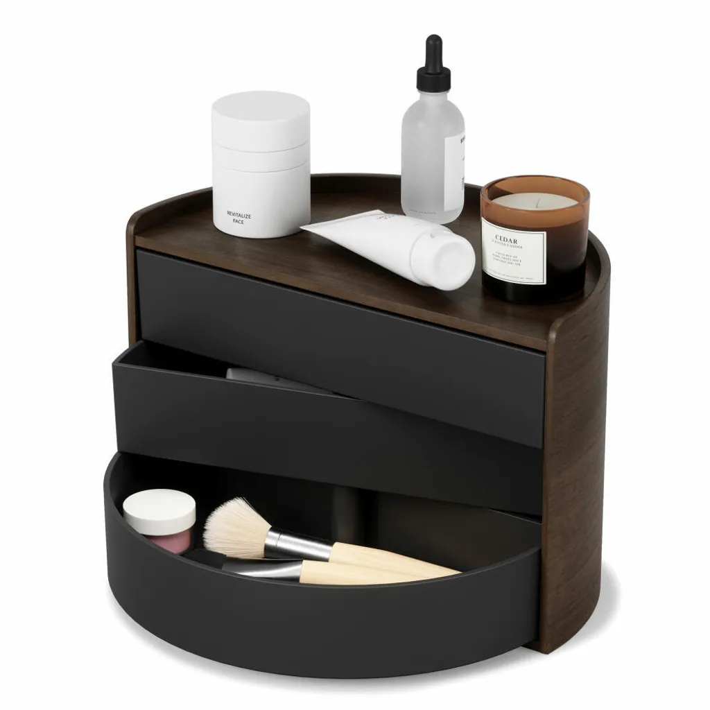 Boîte à bijoux Umbra Moona Noyer et Noir - Organisateur Design Rotatif
