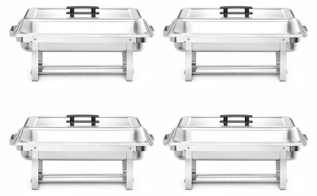 Four chafing dishes arranged in a 2x2 grid.