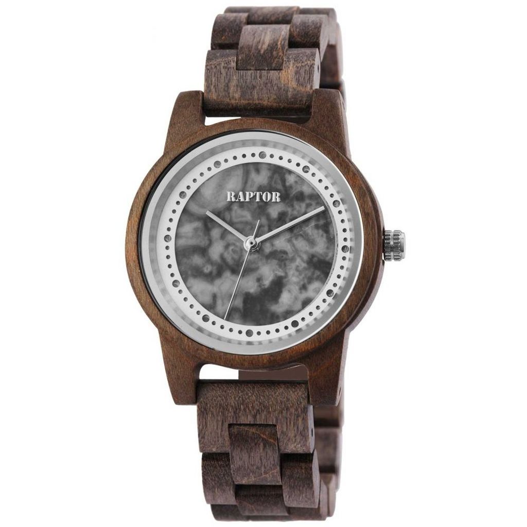 Raptor Damen Uhr Holz Armbanduhr grau silber Holzuhr RA10210-001