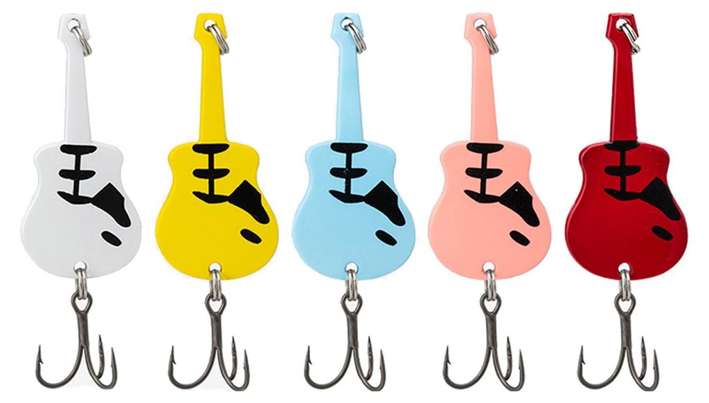 5 Stück 5,4 cm/11 g Gitarren-Spinner-Köder mit Haken, rotierendem Metall-Pailletten-Spinner-Köder, Salzwasser- und Süßwasser-Angelzubehör fü...