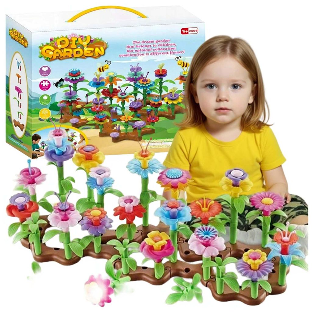 ABC BETTER TOYS Magnetische Bauklötze 120 Teile - Kreatives Lernspielzeug für Kinder große Bausteine Blumen