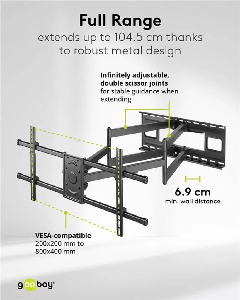 Support Mural TV Orientable pour Grand Salon et Écran Géant 90"
