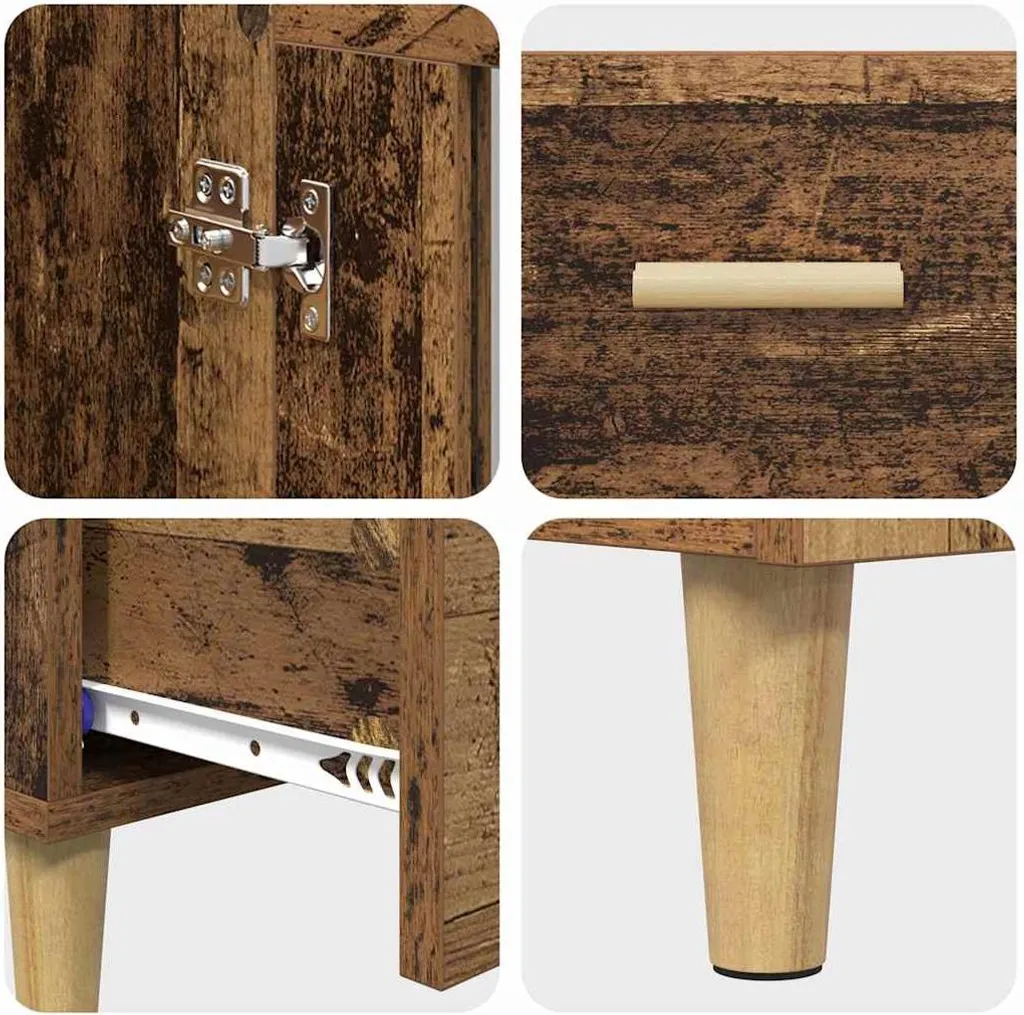 SYFAX™ Mobile Credenza Legno Vecchio 70x31x115cm | Arredo Loft Industriale - 9