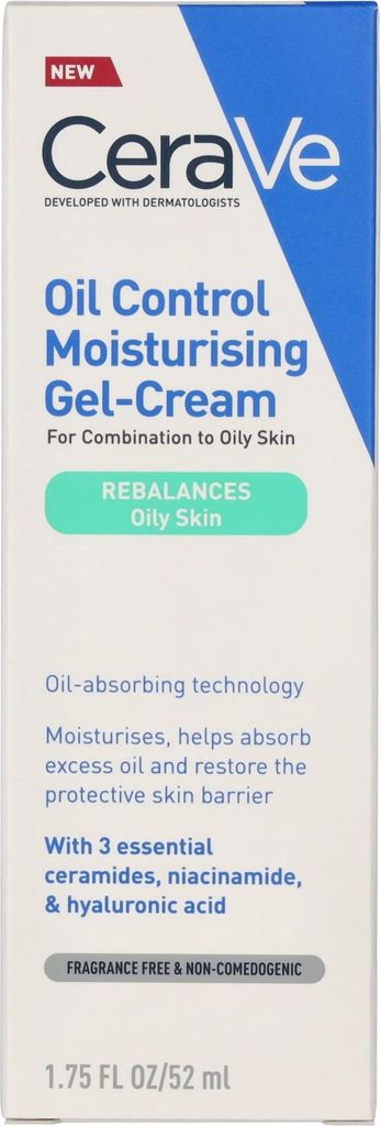 A product box for CeraVe Oil Control Moisturising Gel-Cream.