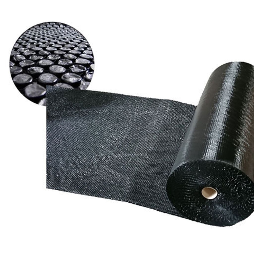 1x 1-PACK Luftpolsterfolie 120cm x 50m schwarz blickdicht Produktbild 