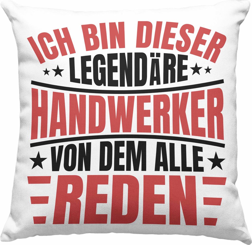 Trendation - Handwerker Spruch Geschenk Deko-Kissen mit Füllung 40x40 Legende Handwerk Lustig Männer (Grün)
