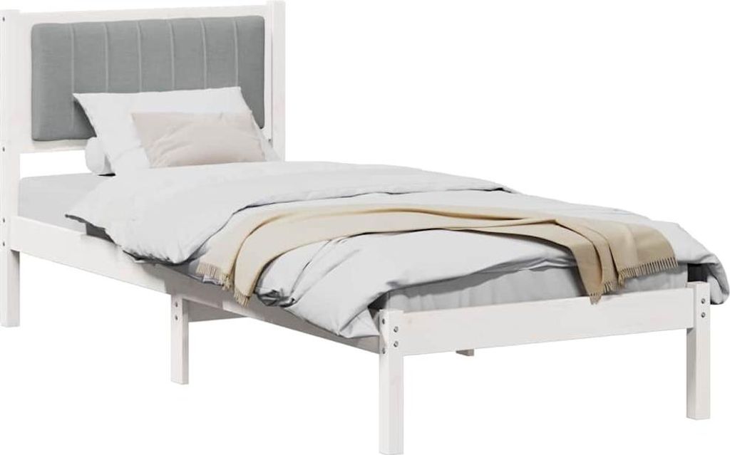 Bettgestell mit gepolstertem Kopfteil Hellgrau 80 x 200 cm