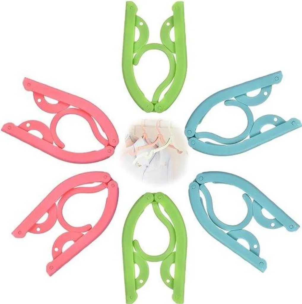 Cintre de voyage compact antidérapant - Lot de 6 cintres pliables bleus