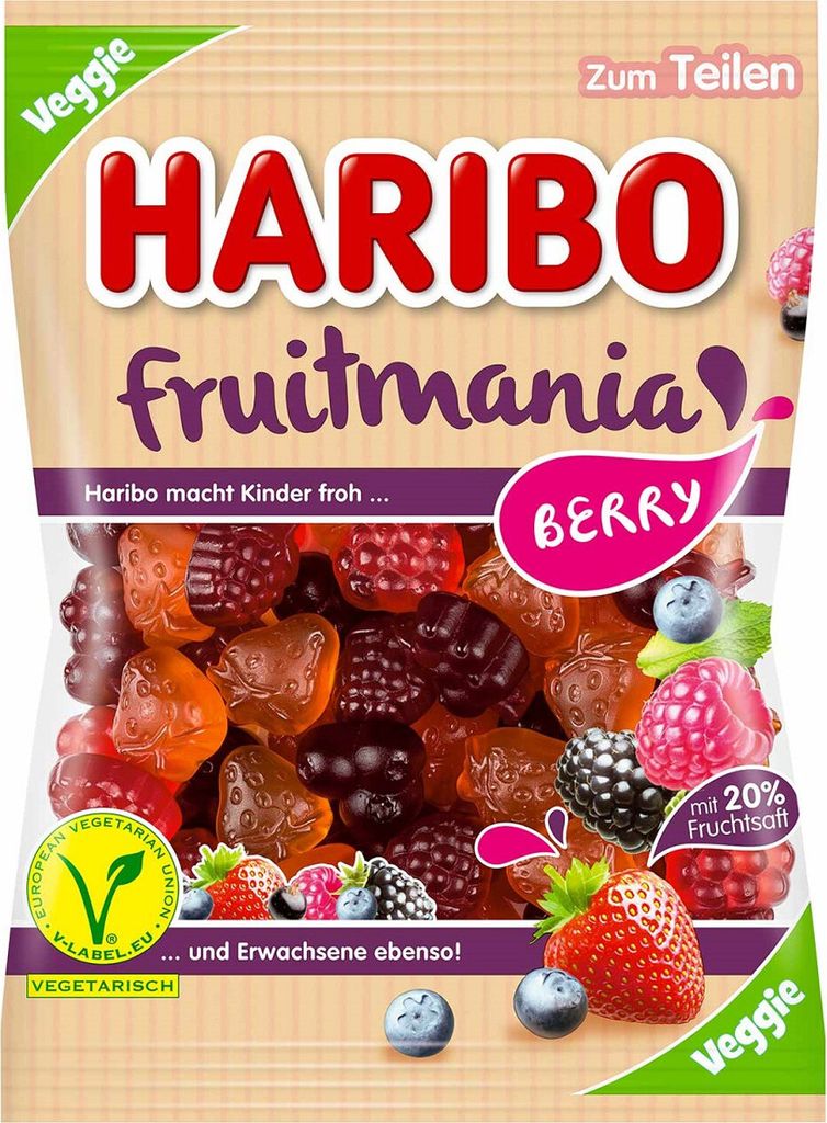 Haribo Fruitmania Berry mit Fruchtsaft und Beeren Veggie Produktbild