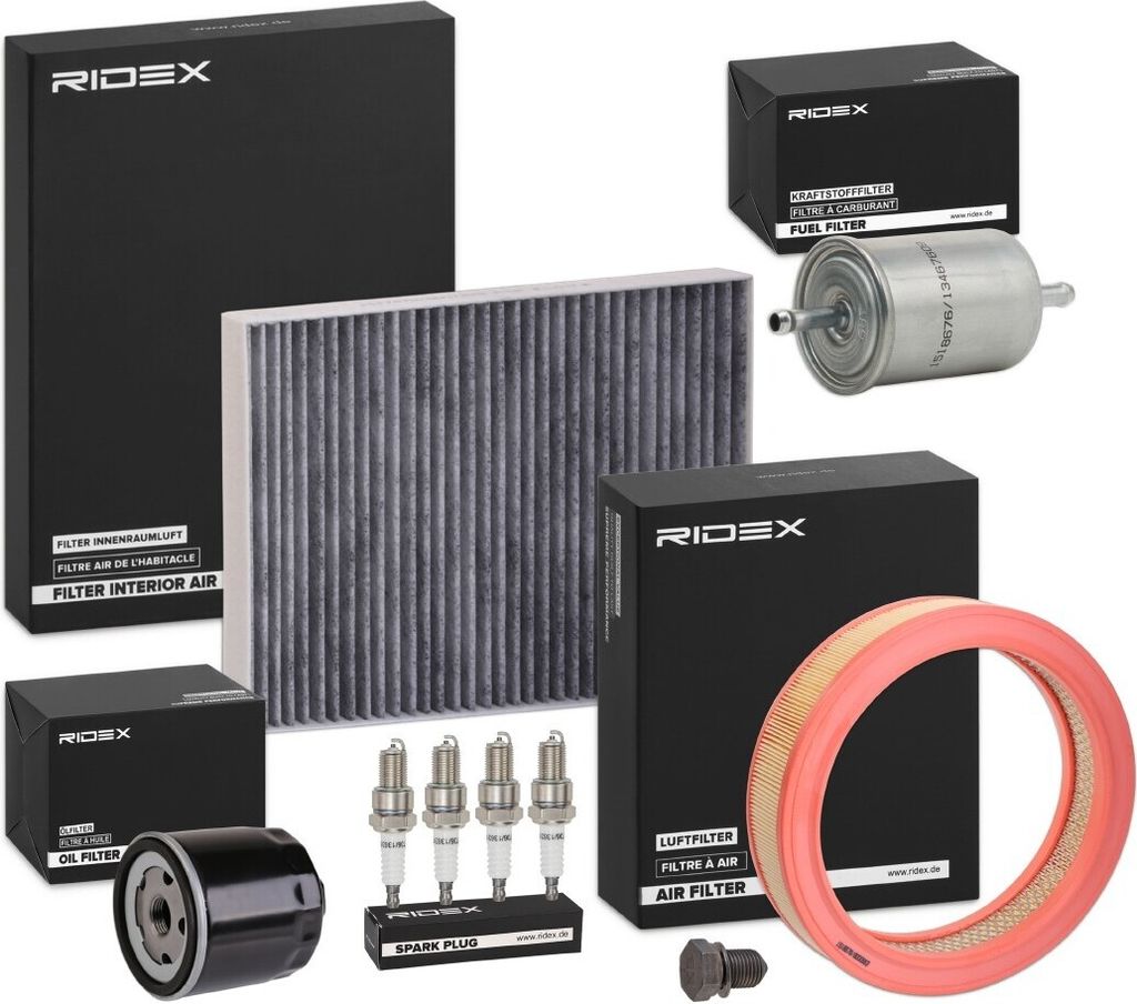 RIDEX Inspektionspaket Filterset für VW Polo Schrägheck (6N1) Caddy II Kastenwagen (9K9A) Polo Classic (6V2) Polo Variant (6V5) Caddy II Kombi (9...