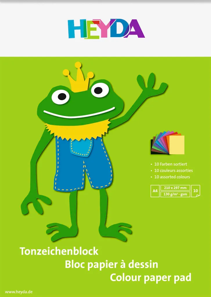 Bloc de papier teinté Heyda 2047125 format A4 10 feuilles colorées