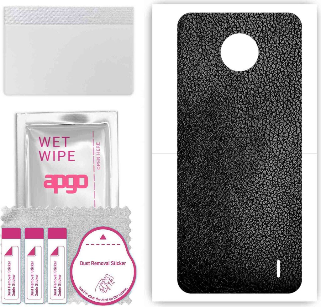 apgo Rückseite Schutzfolie, Skin, kompatibel mit Nokia C20, Hinten Displayschutzfolie aus Vinylfolie, kratzfest, einfache Montage - Schwarzes Leder
