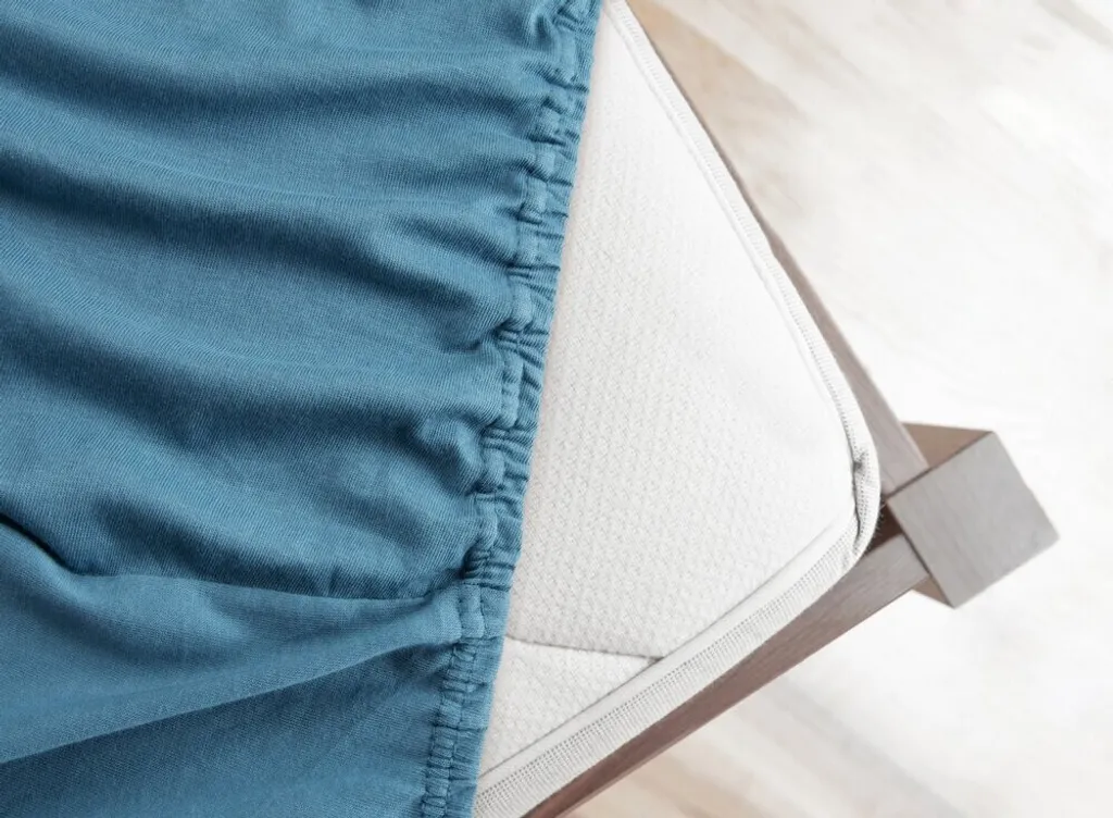 Drap housse infroissable bleu 220x200 coton jersey bonnet de 30cm - 7