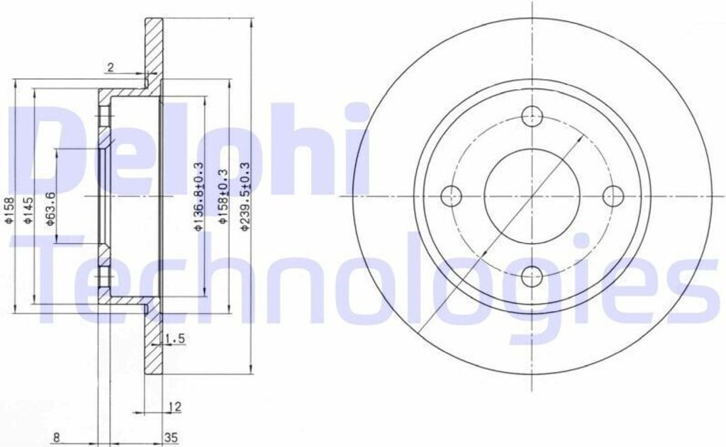 2x DELPHI Bremsscheibe BG3055 für FORD Fiesta Mk4 Schrägheck (JAS JBS) KA (RB_)