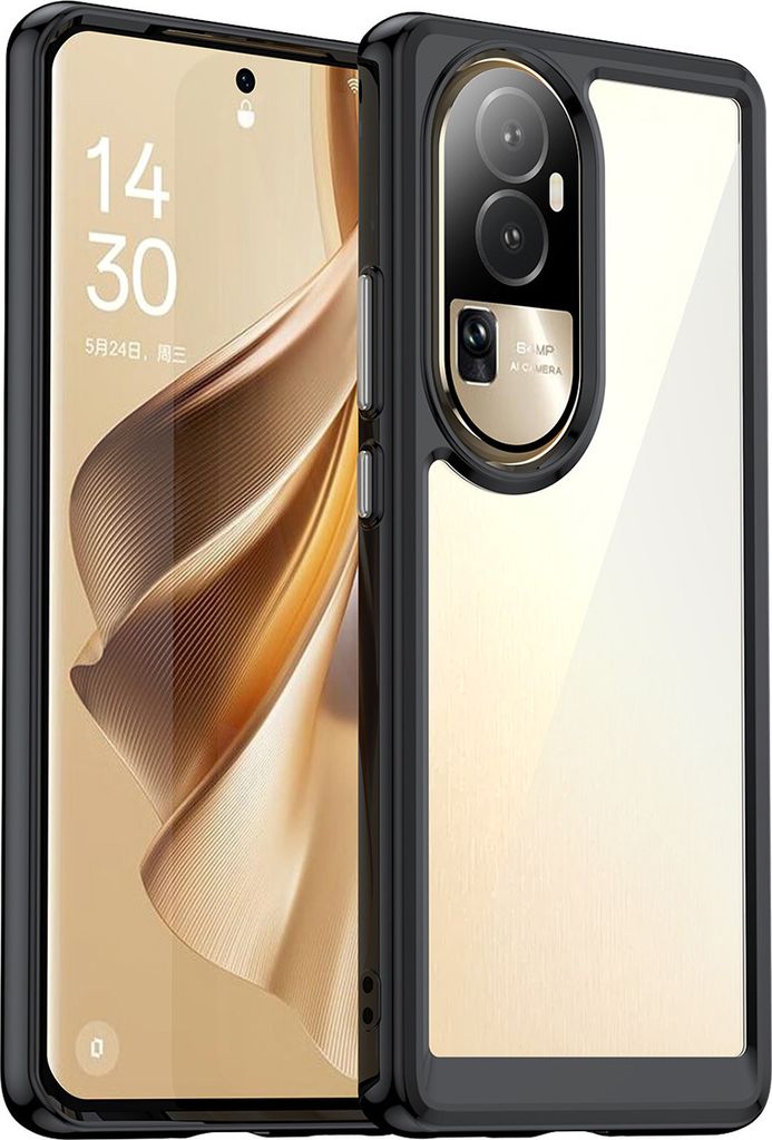 Schutzhülle für Oppo Reno10 Pro Klar Rückseite Stoßfeste TPU Silikon Bumper Hülle Schwarz